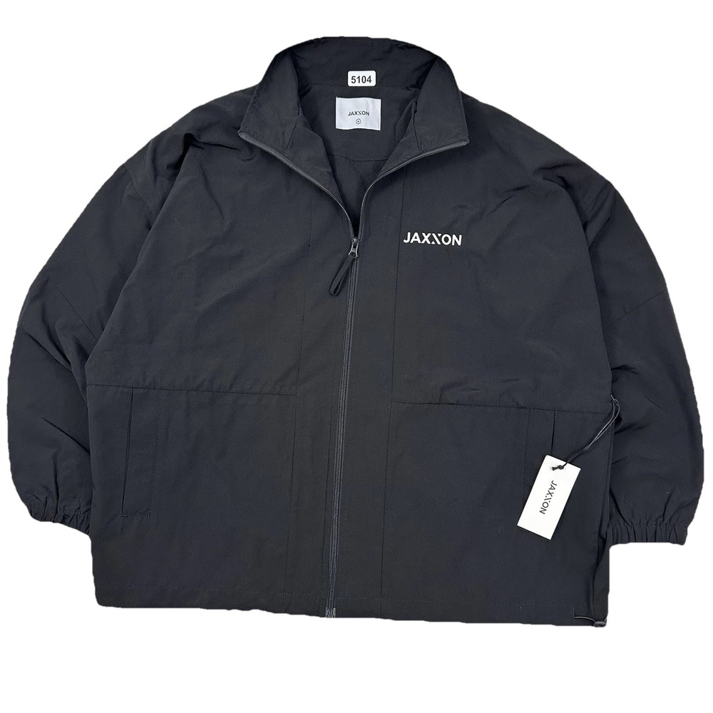 NEW‎ Jaxxon Full Zip Windbreaker Jacket Men XL Black  Logo Print Lightweight